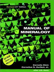 Cover of: Manual of Mineralogy (after James D. Dana), 21st Edition by Cornelis Klein, Cornelius S. Hurlbut, James D. Dana
