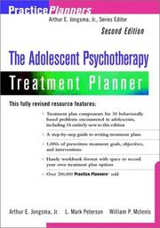 Cover of: The Adolescent Psychotherapy Treatment Planner, 2nd Edition by Arthur E., Jr. Jongsma, L. Mark Peterson