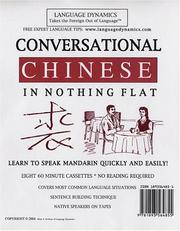 Cover of: Conversational Chinese (Mandarin) in Nothing Flat (8 One Hour Audiocassette Tapes)