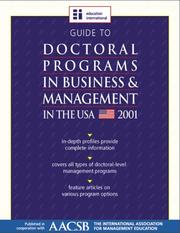 Cover of: Guide to Doctoral Programs in Business & Management in the USA - 2001 Edition | 
