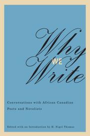 Cover of: Why We Write: Conversations with African Canadian Poets and Novelists