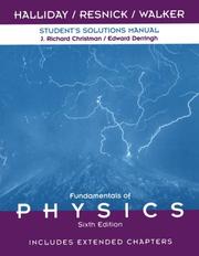 Cover of: Student Solutions Manual to Accompany Fundamentals of Physics 6th Edition, Includes Extended Chapters