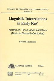 Cover of: Linguistic Interrelations in Early Rus: Northmen, Finns, and East Slavs (Ninth to Eleventh Century) (Collana Di Filologia E Letterature Slave)