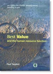 Cover of: Bets Value and the Human Resources Function