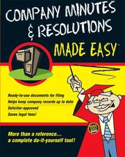 Cover of: Company Minutes and Resolutions Made Easy (Made Easy Guides)