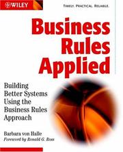 Cover of: Business Rules Applied by Barbara Von Halle
