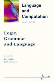 Cover of: Logic, Grammar and Language