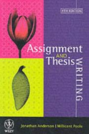Cover of: Assignment and Thesis Writing by Jonathan Anderson, Millicent E. Poole