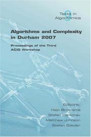 Algorithms and complexity in Durham 2007 by ACiD 2007 (2007 University of Durham)