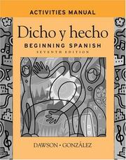 Cover of: Dicho y Hecho, Activities Manual: Beginning Spanish