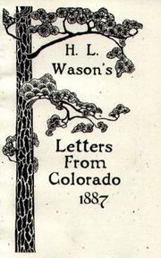 Cover of Letters From Colorado 1887 by H. L. Wason