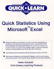 Cover of: Quick Statistics Using Microsoft Excel with disk
