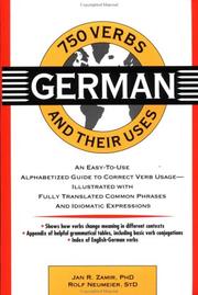 Cover of: 750 German verbs and their uses by Jan Roshan Zamir
