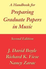 Cover of: A Handbook for Preparing Graduate Papers in Music