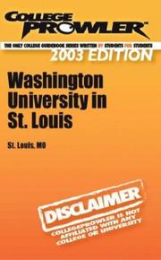 Cover of: College Prowler Washington University in St. Louis