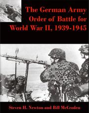 GERMAN ARMY ORDER OF BATTLE FOR WORLD WAR II by William T. McCroden ...