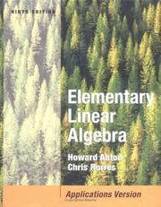 Cover of: Elementary linear algebra by Howard Anton