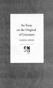 Cover of: An Essay on the Original of Literature