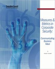 Cover of: Measures and Metrics in Corporate Security:  Communicating Business Value