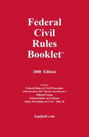 Cover of: 2008 Federal Civil Rules Booklet