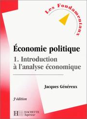 Cover of: Economie politique, tome 1 : Introduction à l'analyse économique, 3e édition