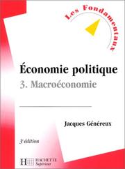 Cover of: Economie politique, tome 3  by Jacques Généreux