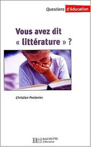 Cover of: Vous avez dit "litterature" ?