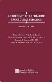 Cover of: Guidelines for Pediatric Procedural Sedation