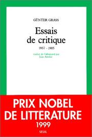 Cover of: Essais de critique, 1957-1985