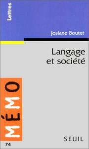 Cover of: Langage Et Societe (Memo: Lettres-Francais)