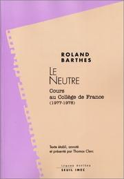 Cover of: Le Neutre : Cours au collège de France (1977-1978)