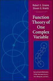 Cover of: Function theory of one complex variable