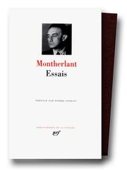 Cover of: Montherlant : Essais
