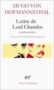 Cover of: Lettre de Lord Chandos et autres textes sur la poésie by Hugo von Hofmannsthal