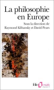 Cover of: La Philosophie en Europe