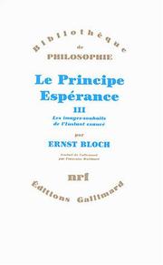 Cover of: Le principe espérance by Ernst Bloch