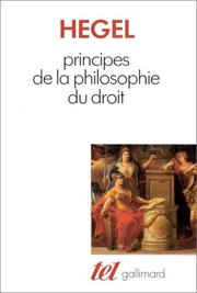 Cover of Principes de la philosophie du droit by georg wilhelm friedrich hegel
