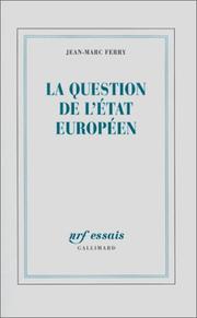 Cover of: La Question de l'Etat européen