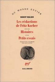 Cover of: Les rédactions de Fritz Kocher by Robert Walser