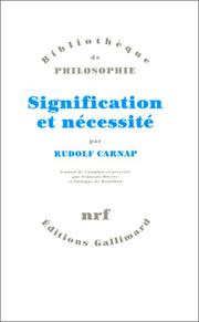 Cover of: Signification et nécessité