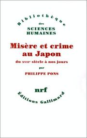 Cover of: Misère et crime au Japon du XVIIe siècle à nos jours by Pons