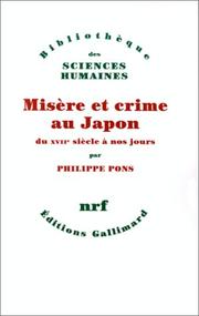 Cover of: Misère et crime au Japon du XVIIe siècle à nos jours