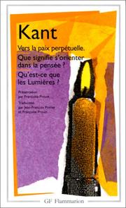 Cover of: Vers la paix perpétuelle by Immanuel Kant, Françoise Proust