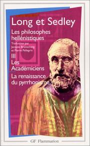 Cover of: Les philosophes hellénistiques, tome 3  by Anthony Arthur Long, D. N. (David N.) Sedley