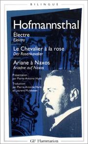 Cover of: Electre - Le Chevalier à la rose - Ariane à Naxos (édition bilingue français-allemand)