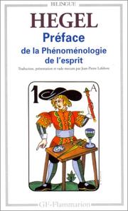 Cover of: Préface de la Phénoménologie de l'esprit