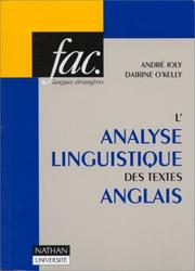 Cover of: L'Analyse linguistique des textes anglais