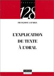 Cover of: L'explication de texte à l'oral