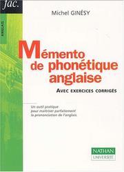 Cover of: Mémento de phonétique anglaise  by Michel Ginésy