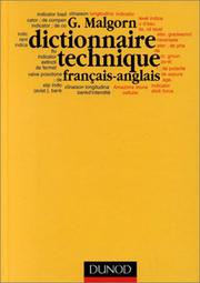 Cover of: Dictionnaire Technique: Francais / Anglais